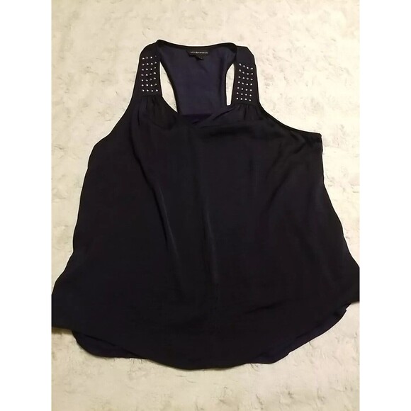 Rock & Republic Shirt Top Womens Size Large Blue Studded Sleeveless - Picture 7 of 10